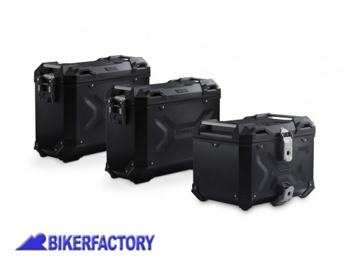 BikerFactory Kit avventura bagagli borse laterali e bauletto TRAX ADVENTURE SW Motech colore nero con telai EVO per Suzuki V Strom 650 XT ADV 05 765 75000 B 1043751