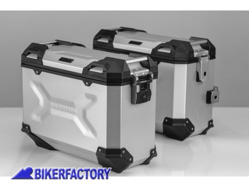 BikerFactory Kit borse laterali in alluminio SW Motech TRAX ADVENTURE 37 37 colore argento per BMW F 650 GS Dakar e G 650 GS Sertao KFT 07 094 70000 S 1033342