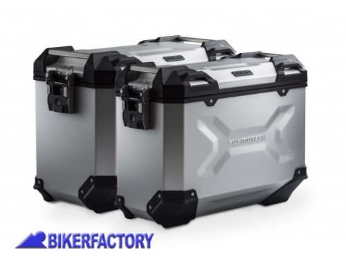 BikerFactory Kit borse laterali in alluminio SW Motech TRAX ADVENTURE 37 45 colore argento per BMW R 1200 GS 04 12 e R 1200 GS Adventure 05 13 KFT 07 311 70000 S 1032615