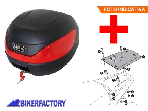 BikerFactory Kit completo bauletto 32 lt e piastra di aggancio per scooter PIAGGIO BEVERLY 125 300 GPT 16 8017 30032 B 1050607