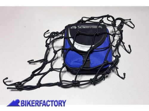 BikerFactory Borsello BAGSTER svuota tasche per moto completo di rete elastica ragno colore Blu nero con particolare riflettente BA4881 B 395 114 1018480