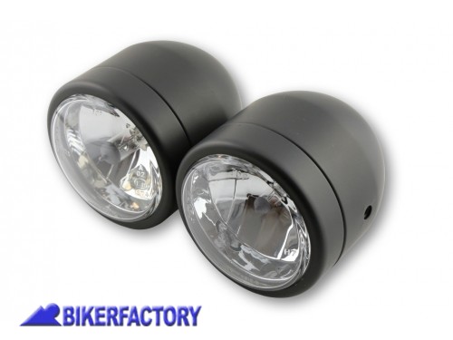 BikerFactory Fari anteriori rotondi doppi neri %C3%98 89 mm con lampadine H4 Prodotto generico non specifico per questo modello di moto SOLO UNO DISPONIBILE PW 00 223 337 1033417