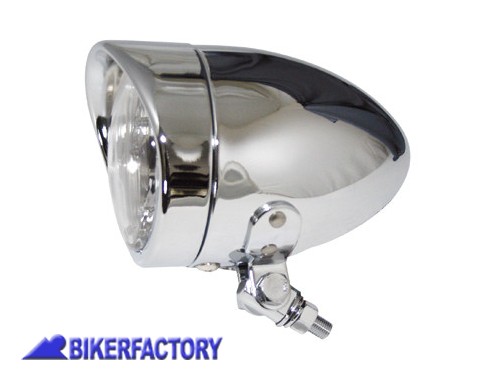 BikerFactory Faro anteriore rotondo %C3%B8 90 mm mod BULLET LONG con visiera e con luce abbagliante posizione Prodotto generico non specifico per questo modello di moto SOLO UNO DISPONIBILE PW 00 223 346 1032473