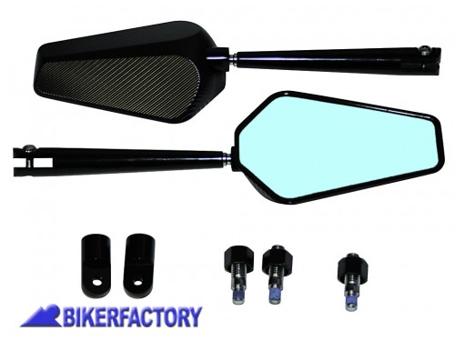 BikerFactory Coppia specchietti retrovisori Dx Sx mod PRATO nero Prodotto generico non specifico per questo modello di moto PW 00 301 051 1027388